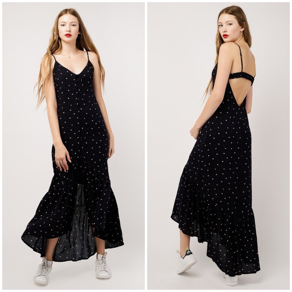 Azalea Strap Button Up Maxi Dress Navy/Red Size S